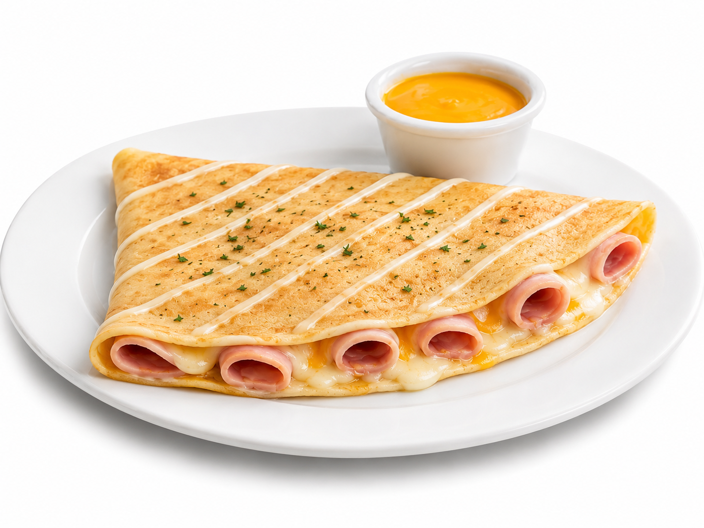 Crepa tres quesos con jamón